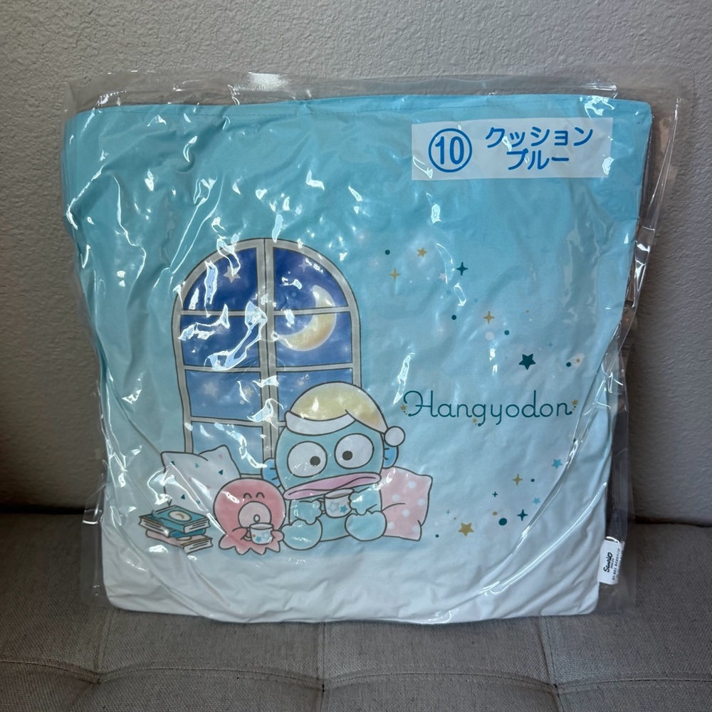 Sanrio Hangyodon x Lawson Cushion Blue New 14" x 14"